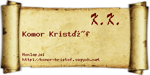 Komor Kristóf névjegykártya